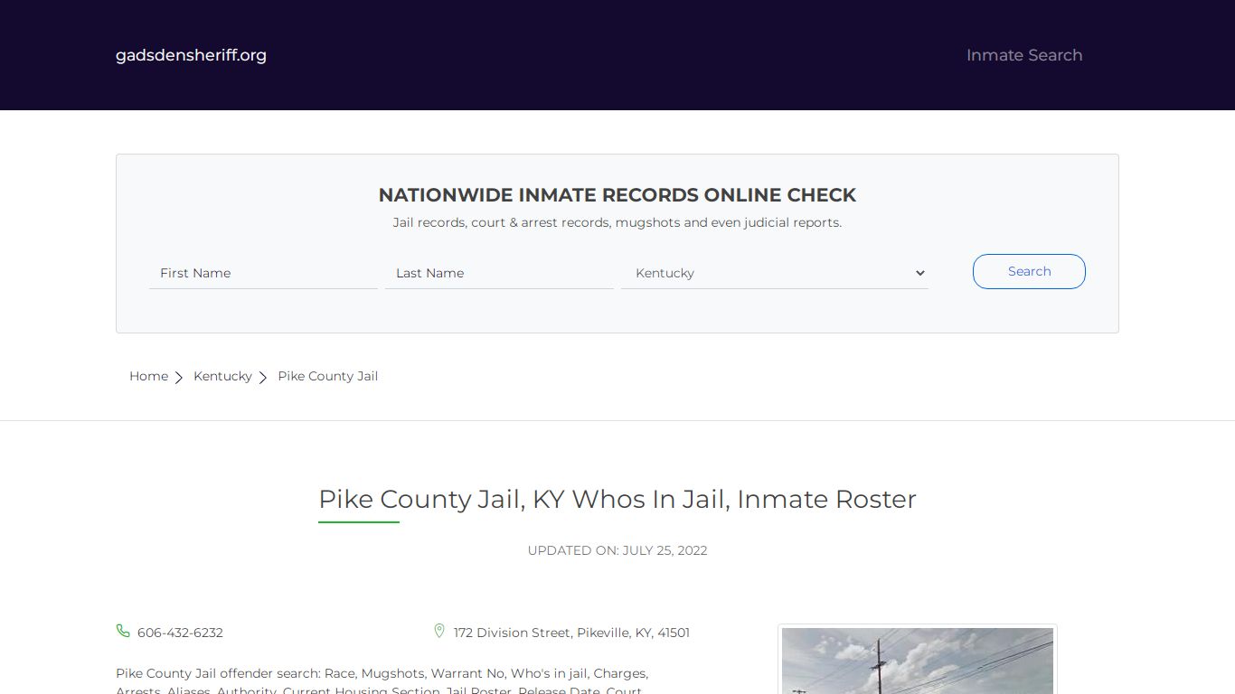 Pike County Jail, KY Whos In Jail, Inmate Roster - Gadsden County